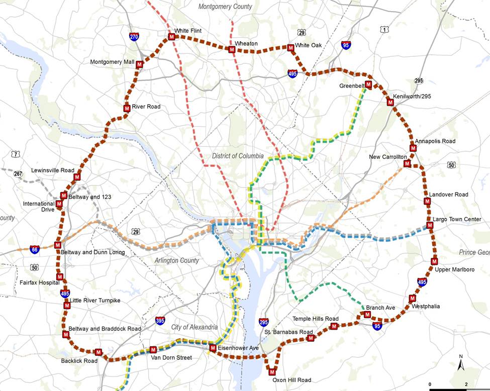 Alignment of a Beltway Line that was tested in the RTSP