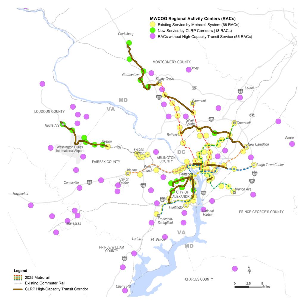 Regional Activity Centers Served and Unserved by High-Capacity, High-Frequency Transit
